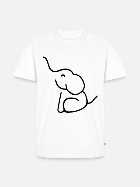 ELEFANT TATOVERING BABY KUFFERT SIDDER TEGNING LINJE - Herre Premium økologisk T-shirt - hvid