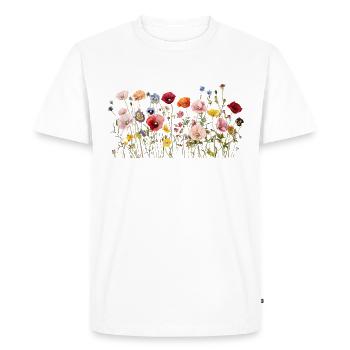 Prairie de fleurs sauvages – Fleurs d’aquarelle naturelles - T-shirt Premium bio Homme - blanc - Devant - Nico (187cm)
