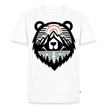 Bear Silhouette & Mountains - Men's Premium Organic T-Shirt - white - Front - Nico (187cm)
