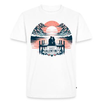Couple romantique sur la jetée - Design de la Saint-Valentin - T-shirt Premium bio Homme - blanc - Devant - Nico (187cm)