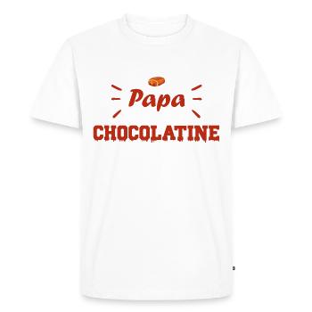 Papa chocolatine viennoiserie - T-shirt Premium bio Homme - blanc - Devant - Nico (187cm)