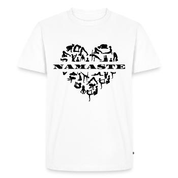 Namaste Yoga Méditation Yoga Positions Coeur - T-shirt Premium bio Homme - blanc - Devant - Nico (187cm)