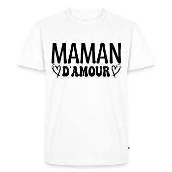 Maman d'amour, fêtes des mères. cadeau maman, mère - T-shirt Premium bio Homme - blanc - Devant - Nico (187cm)