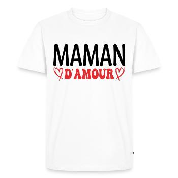 Maman d'amour, fêtes des mères. cadeau maman, mère - T-shirt Premium bio Homme - blanc - Devant - Nico (187cm)