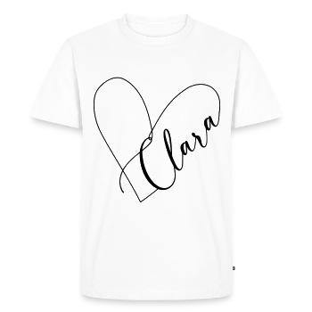 Clara Nom Ligne de coeur - T-shirt Premium bio Homme - blanc - Devant - Nico (187cm)