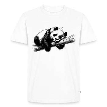 Tired Panda - Men's Premium Organic T-Shirt - white - Front - Nico (187cm)