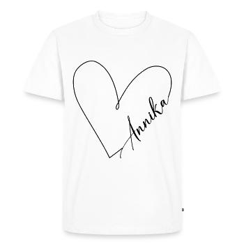 Annika Nom Ligne de coeur - T-shirt Premium bio Homme - blanc - Devant - Nico (187cm)