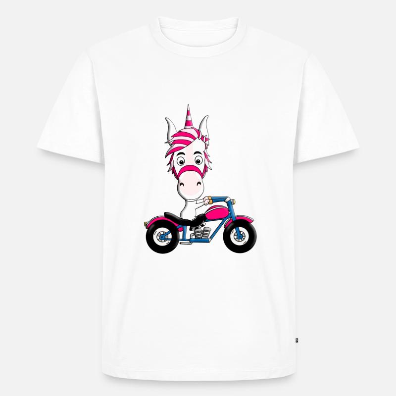 MOTORRAD - BIKER - EINHORN - Männer Premium Bio T-Shirt - Weiß