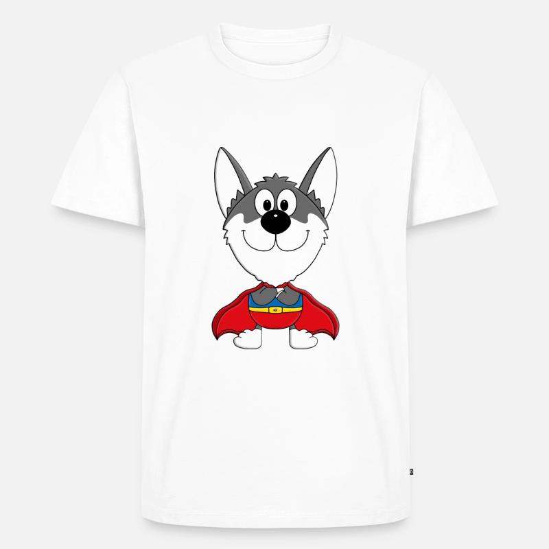 HUSKY - SCHLITTENHUND - SUPERHELD - TIER - HELD - Männer Premium Bio T-Shirt - Weiß