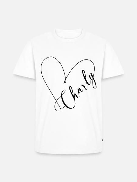 Charly Nom Ligne de Coeur - T-shirt Premium bio Homme - blanc