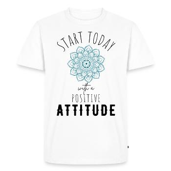 POSITIVE ATTITUDE MINDSET Motivation - Men's Premium Organic T-Shirt - white - Front - Nico (187cm)