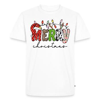 JOYEUX Noël, chapeau de père Noël - T-shirt Premium bio Homme - blanc - Devant - Nico (187cm)