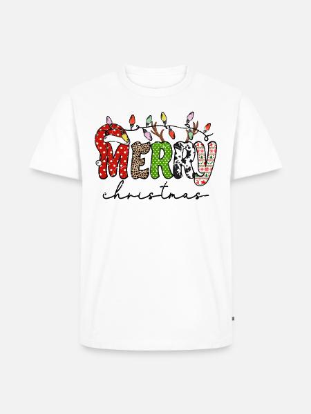 FROHE Weihnachten, Weihnachtsmannmütze - Männer Premium Bio T-Shirt - Weiß