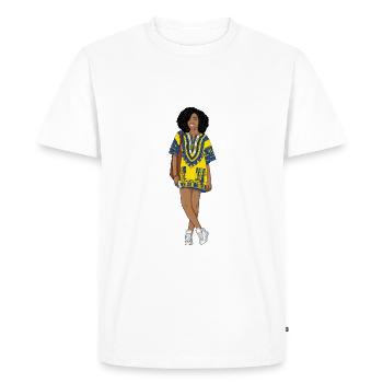Fashion femme noire afro - T-shirt Premium bio Homme - blanc - Devant - Nico (187cm)
