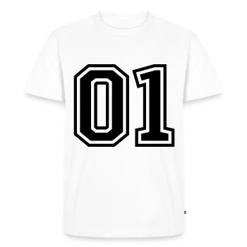 01 eins nummer zahl - Männer Premium Bio T-Shirt - Weiß - Vorne - Nico (187cm)