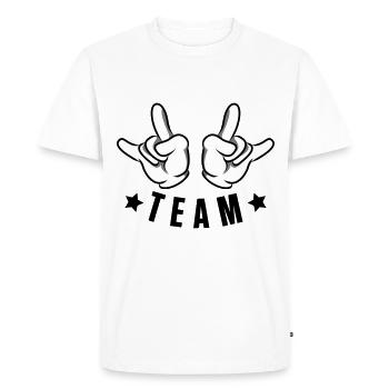 hand party team - Men's Premium Organic T-Shirt - white - Front - Nico (187cm)