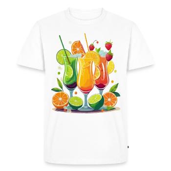 Cocktails colorés à base d’oranges, de citrons verts et de fruits - T-shirt Premium bio Homme - blanc - Devant - Nico (187cm)