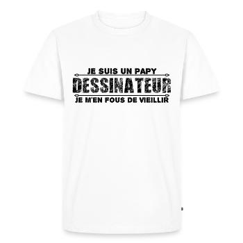 Je suis Un Papy dessinateur. - T-shirt Premium bio Homme - blanc - Devant - Nico (187cm)