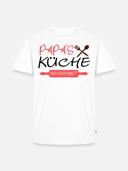 Papas Küche 24h - Männer Premium Bio T-Shirt - Weiß