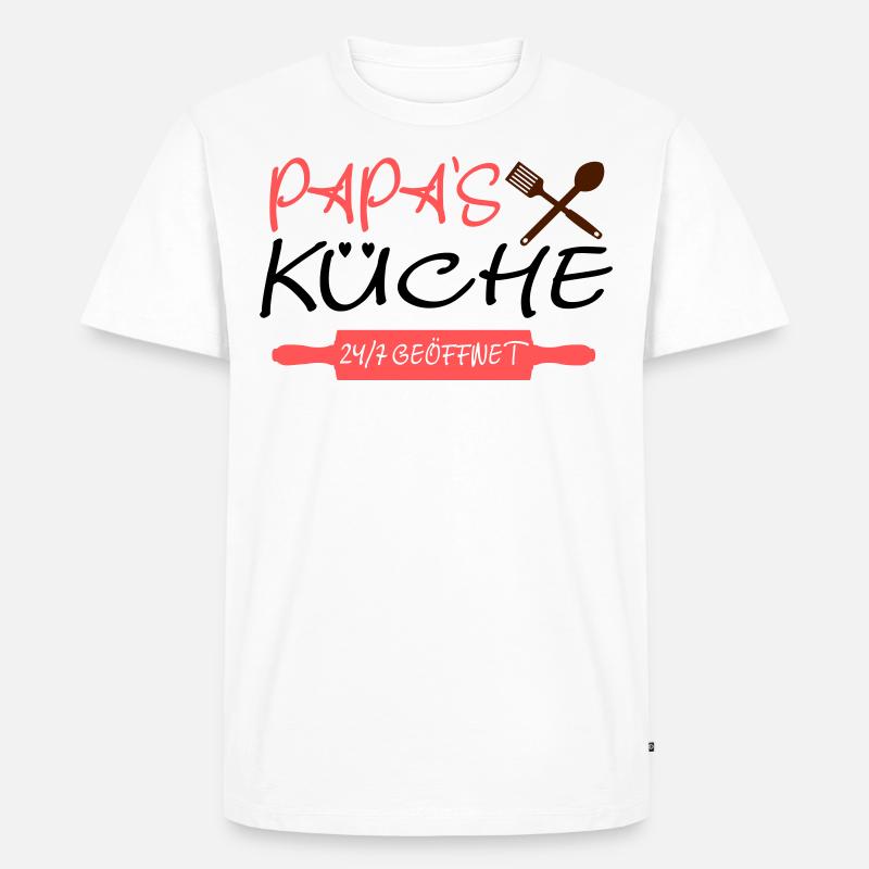 Papas Küche 24h - Männer Premium Bio T-Shirt - Weiß