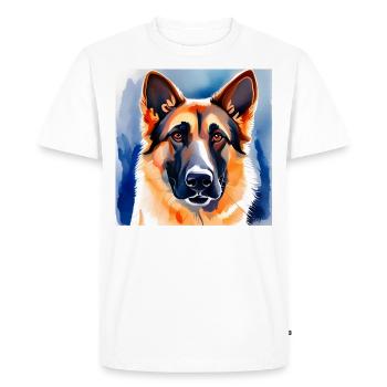 German Shepherd watercolour Portrait - Men's Premium Organic T-Shirt - white - Front - Nico (187cm)