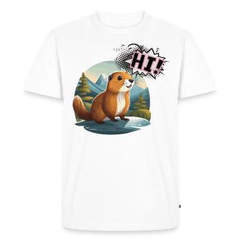 La marmotte salue tous les jours Salut le jour de la marmotte - T-shirt Premium bio Homme - blanc - Devant - Nico (187cm)