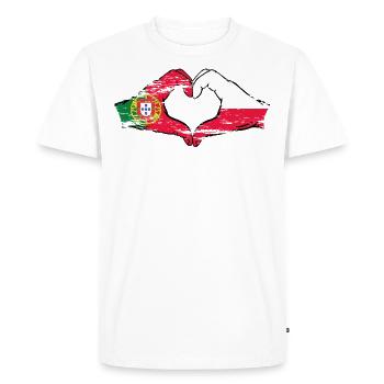 Portugal Pologne Drapeau Coeur Forme Utilisé - T-shirt Premium bio Homme - blanc - Devant - Nico (187cm)