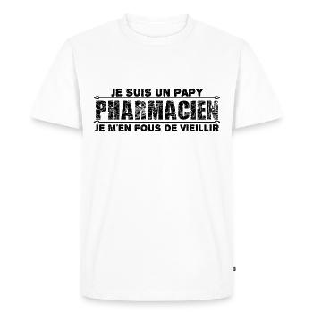 Je Suis Un Papy Pharmacien cadeau pour mon papy - T-shirt Premium bio Homme - blanc - Devant - Nico (187cm)