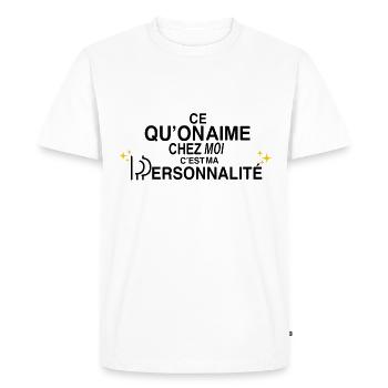 Accessoires humour personnalité - T-shirt Premium bio Homme - blanc - Devant - Nico (187cm)