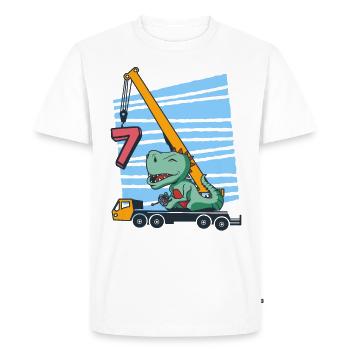 7 years 7th Birthday Mobile Crane Dinosaur - Men's Premium Organic T-Shirt - white - Front - Nico (187cm)