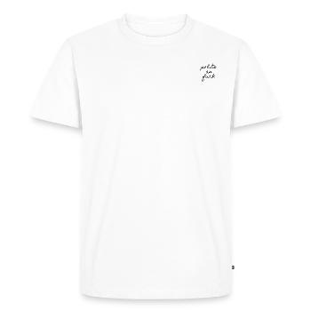 Polite as F * ck - Men's Premium Organic T-Shirt - white - Front - Nico (187cm)