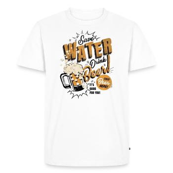 économiser l'eau - boire de la bière - T-shirt Premium bio Homme - blanc - Devant - Nico (187cm)