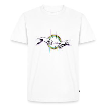 Michelangelo God Created Adam Glitch Style - Men's Premium Organic T-Shirt - white - Front - Nico (187cm)