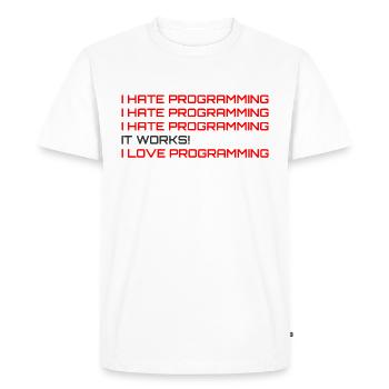 Programmeur informatique Codeurs Software Engineers Gift - T-shirt Premium bio Homme - blanc - Devant - Nico (187cm)