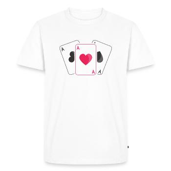 CARD GAME ACE OF SPADES ACE OF HEART ACE OF CLOVER - Men's Premium Organic T-Shirt - white - Front - Nico (187cm)