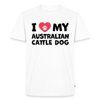 J'adore mon cadeau de chien de bétail australien - T-shirt Premium bio Homme - blanc - Devant - Nico (187cm)