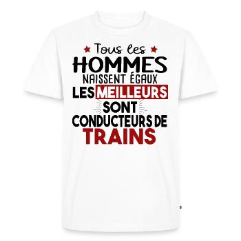 Conducteur Train Métier Gare TGV Citations Noël - T-shirt Premium bio Homme - blanc - Devant - Nico (187cm)