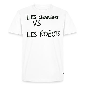 Les chevaliers vs les robots. - T-shirt Premium bio Homme - blanc - Devant - Nico (187cm)