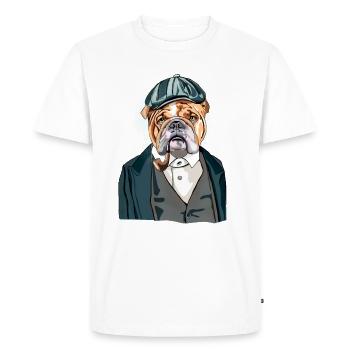 English bulldog smoking - Men's Premium Organic T-Shirt - white - Front - Nico (187cm)