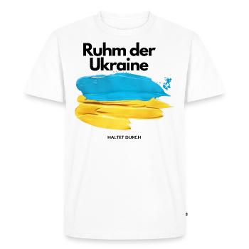 Gloire de l’Ukraine Paix Stop Guerre - T-shirt Premium bio Homme - blanc - Devant - Nico (187cm)