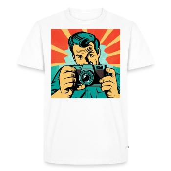 Photographe Pop Art - T-shirt Premium bio Homme - blanc - Devant - Nico (187cm)