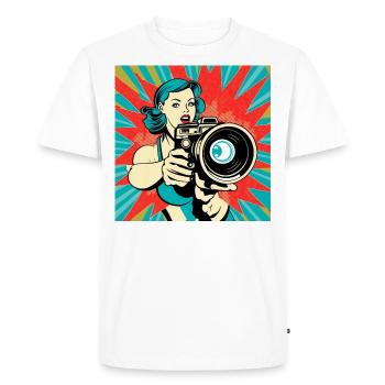 Pop Art Photographer Woman - Men's Premium Organic T-Shirt - white - Front - Nico (187cm)
