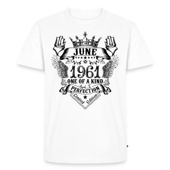 Anniversaire Juin 1961 né en Juin 1961 - T-shirt Premium bio Homme - blanc - Devant - Nico (187cm)