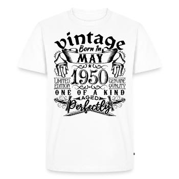 Anniversaire 1950 Mai 1950 ! né en May 1950 - T-shirt Premium bio Homme - blanc - Devant - Nico (187cm)