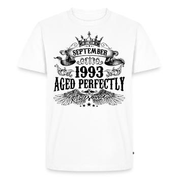 Anniversaire 1993 Septembre 1993 né en Septembre - T-shirt Premium bio Homme - blanc - Devant - Nico (187cm)