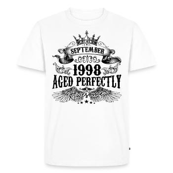 Anniversaire 1998 Septembre 1998 né en Septembre - T-shirt Premium bio Homme - blanc - Devant - Nico (187cm)