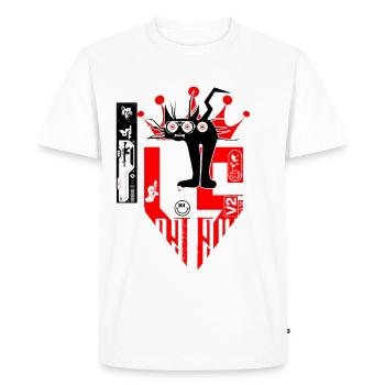 Chat à trois yeux - T-shirt Premium bio Homme - blanc - Devant - Nico (187cm)