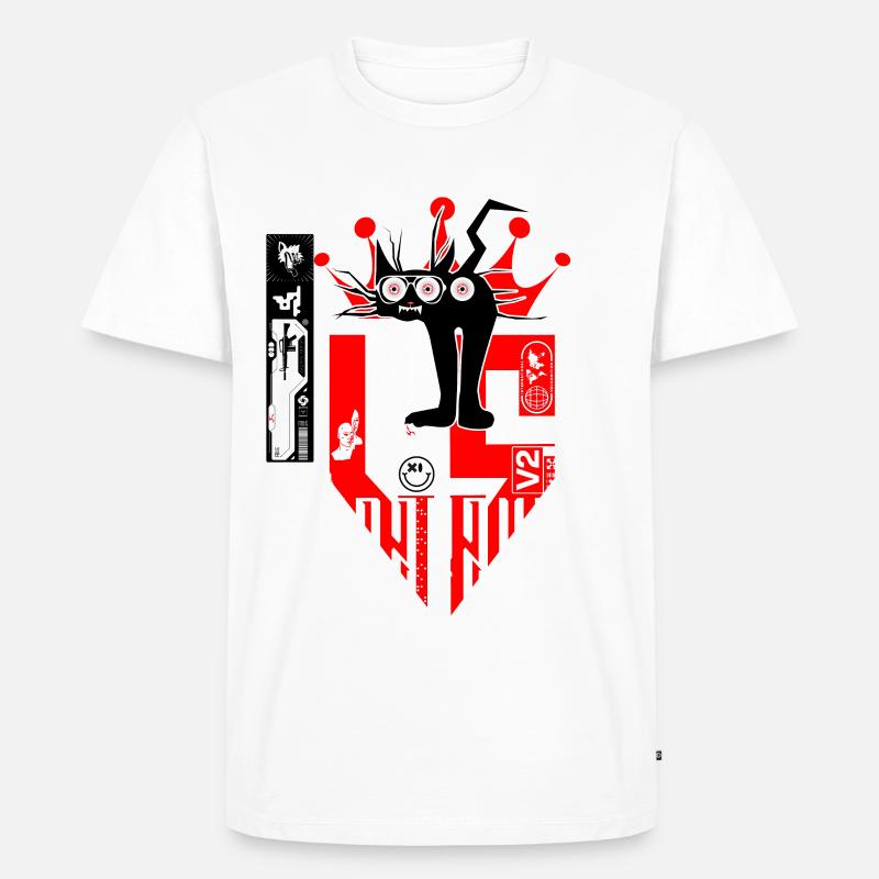 Katze mit drei Augen - Männer Premium Bio T-Shirt - Weiß