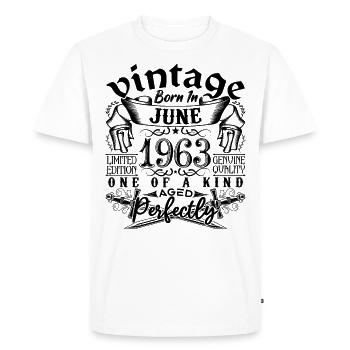 Anniversaire 1963 Juin 1963 ! né en June 1963 - T-shirt Premium bio Homme - blanc - Devant - Nico (187cm)
