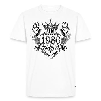 Vintage Juin 1986 Juin 1986 né en Juin - T-shirt Premium bio Homme - blanc - Devant - Nico (187cm)